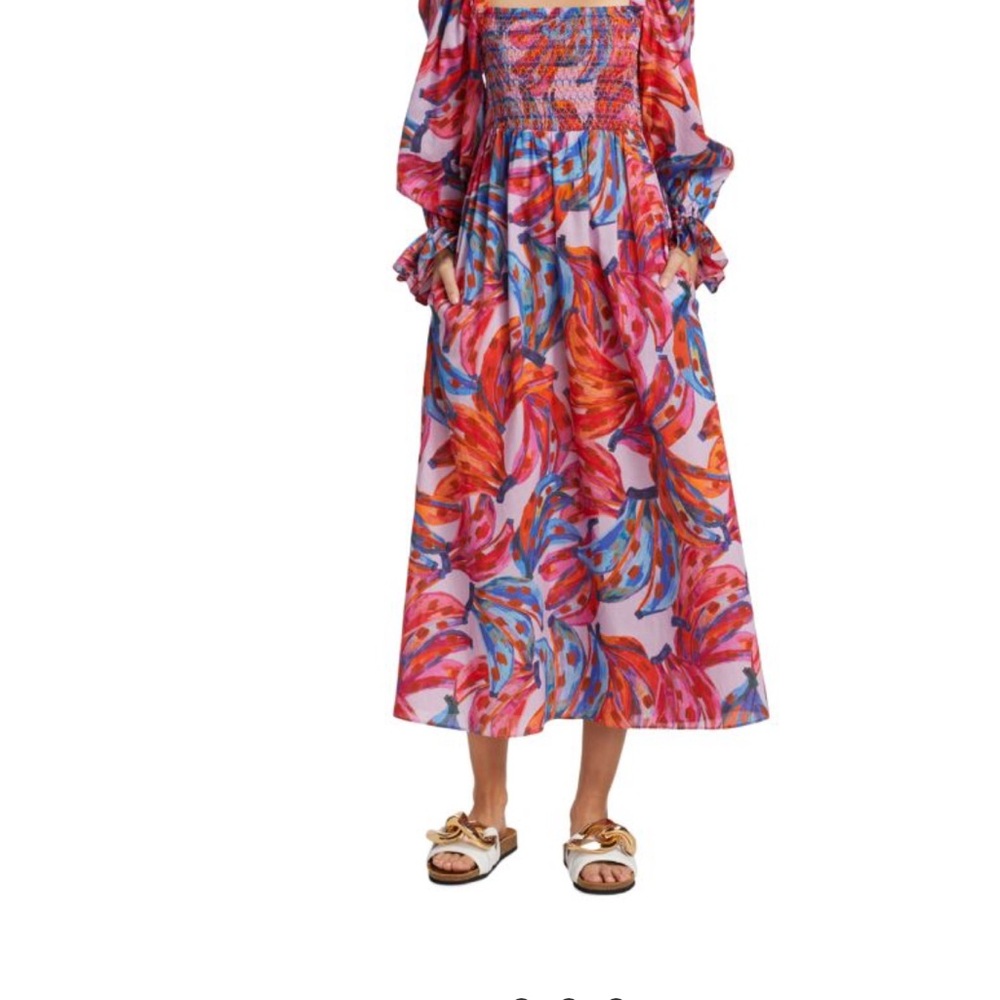 FARM Rio Vibrant Pink and Blue Midi Dress